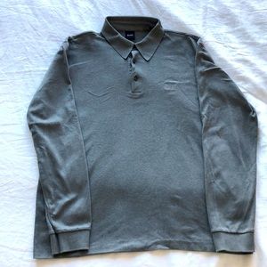 Hugo Boss Grey Polo Long-sleeve